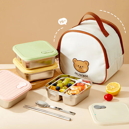 WORTHBUY 304 Stainless Steel Lunch Box with Lid — Portable Leak-Proof Stackable Bento Box for Fruit, Salad, and Food Storage, Ideal for Students
