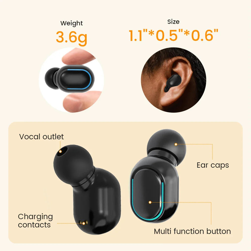 Rechargeable Invisible Hearing Aids for Elderly – Mini Wireless ITE Sound Amplifier Listening Device
