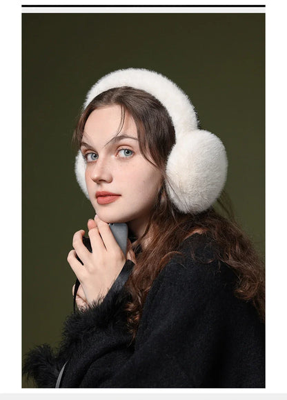 Soft Plush Ear Warmers Winter Earmuffs for Women & Men - Solid Color Cold Protection Earflap Outdoor Ear Covers