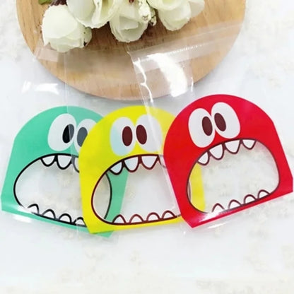 50PCS Cute Cartoon Monster Self-Adhesive Plastic Bags - for Cookies, Candy, Snacks, Baking Package Supplies, and Christmas Decor