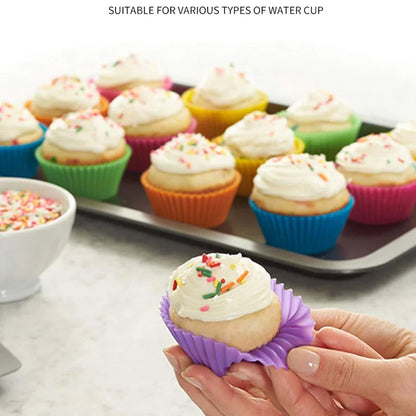 12pcs Silicone Cake Mold Set - Round and Heart Shape Muffin Cupcake Baking Molds - Home Kitchen Bakeware, BPA Free