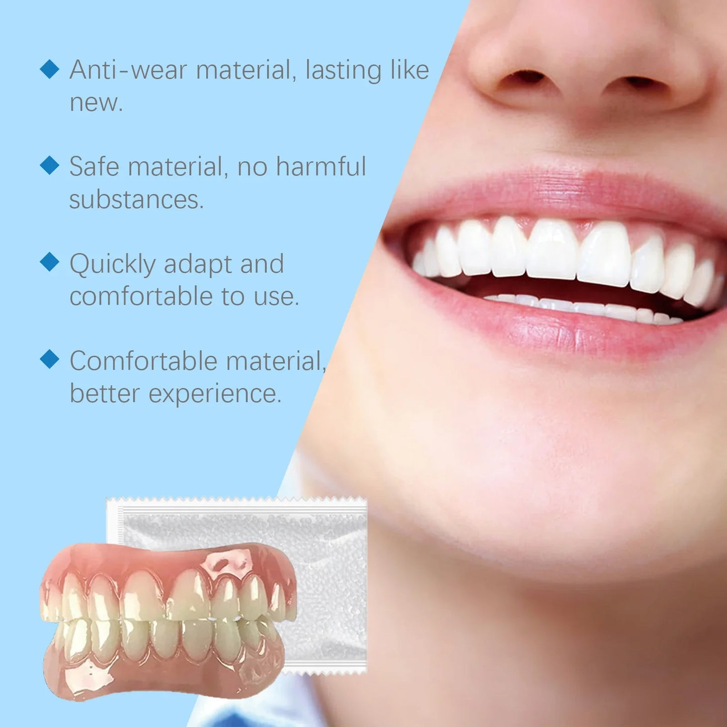 False Teeth Beauty Kit – Smile Veneers, Fake Tooth Denture for Whitening, Oral Care & Cosmetic Braces