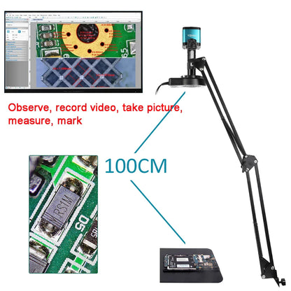 1080P 48MP 4K Digital Microscope – HDMI/USB/VGA Camera with 150X C-Mount & Articulated Arm for Repair