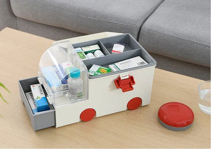 Portable Ambulance Medicine Box – Large Capacity Household Medical Storage & Classification Organizer