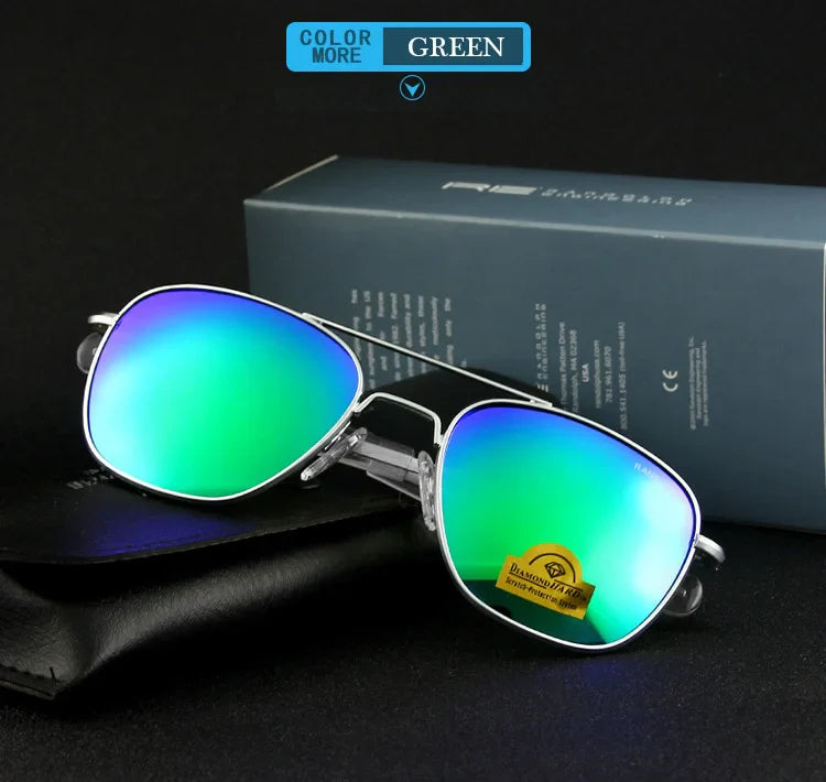 RE Military Aviation Sunglasses — Vintage Titanium Frame Pilot Glasses for Men & Women