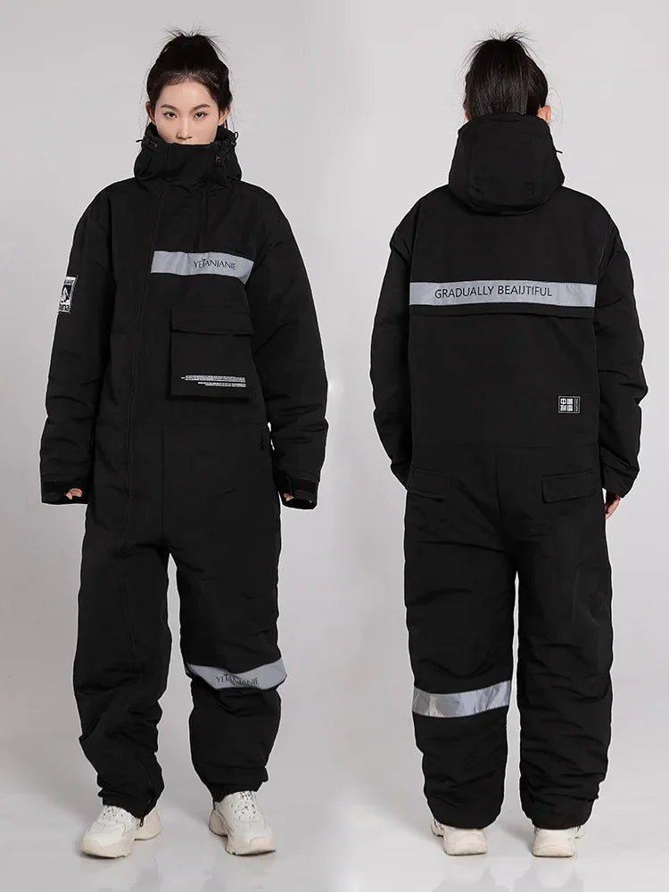 Winter Waterproof Windproof Motorcycle & Ski All-in-One Suit — Thick Plush Cold-Proof Riding Jacket