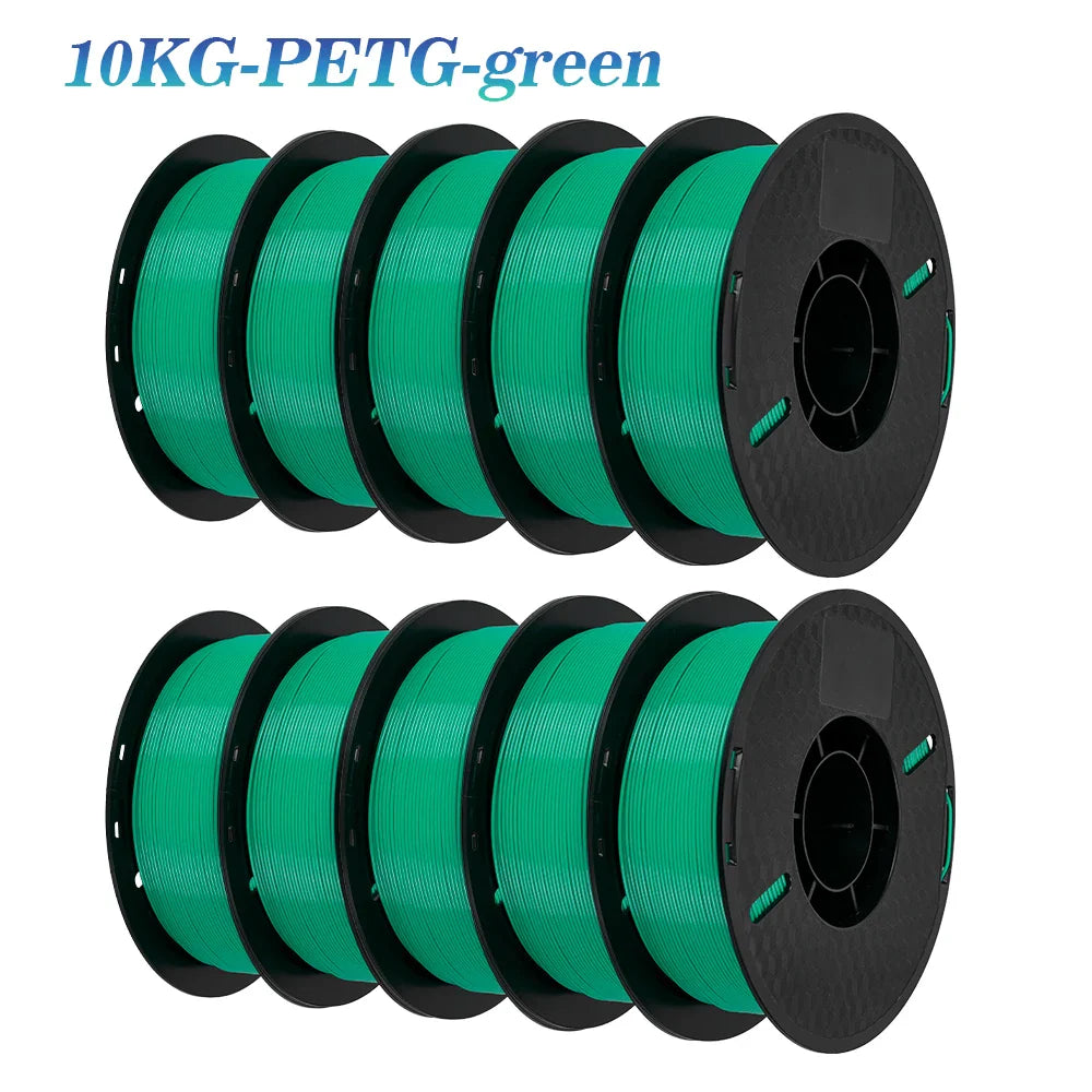 KINGROON 3D Printer Filament 22LBS — 10 Rolls 1KG 1.75mm PETG & PLA, Eco-Friendly Mixed Colors, High Toughness
