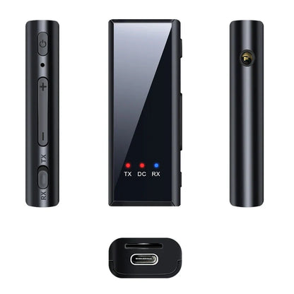Bluetooth 5.4 Audio Transmitter Receiver – 3.5mm AUX Wireless Adapter with Mic & TF Card Support for Car, TV, PC