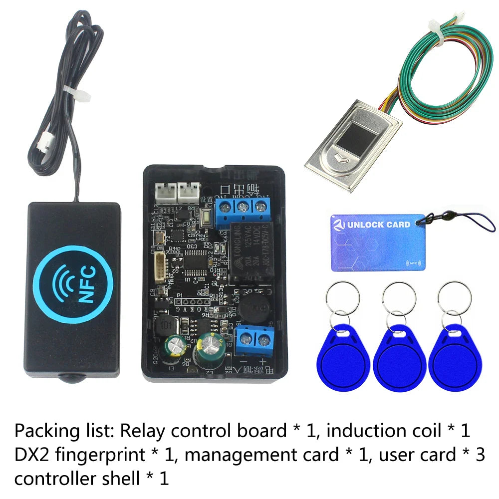 Mobile Phone NFC Fingerprint Relay Control Module – DC10V-120V IC Card Access Controller for Locomotive Car Unlock