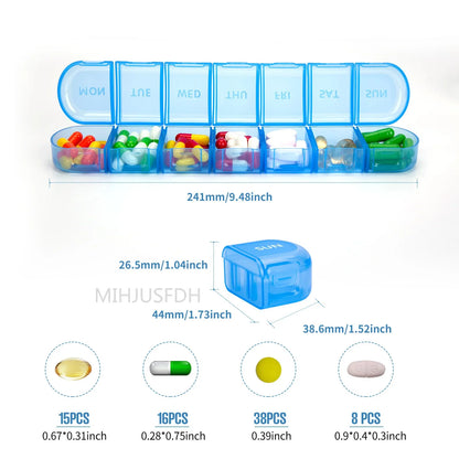 7-Day Weekly Pillbox Organizer – Tablet Holder & Medicine Storage Case for Capsules and Pills