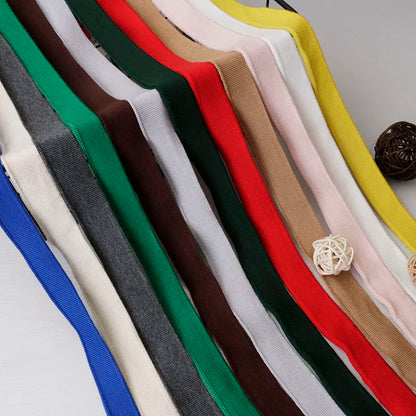 2CM Solid Color Ribbed Mercerized Cotton Knit – Soft T-Neck Short Cuffs with Elastic Edge