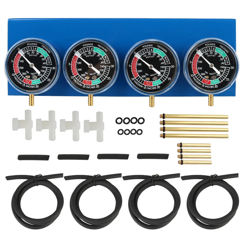 2/4 Cylinder Motorcycle Carburetor Synchronizer Kit — Ignition Tester & Balancer Gauge Set for Motorbike Diagnostics