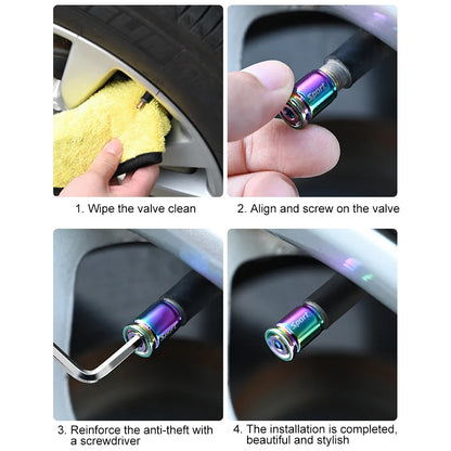 Zinc Alloy Anti-theft Car Tire Valve Caps - Secure Wheel Stem Air Caps for Cars, Trucks, Motorcycles, and Bicycles