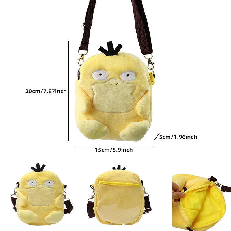 Pokemon Plush Backpack – Pikachu, Gengar, Mimikyu, Snorlax, Rowlet, Psyduck, Lucario, Charmander Anime Shoulder Bag & Doll Toy