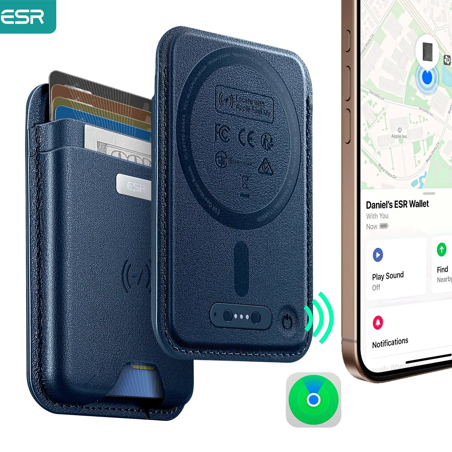 ESR MagSafe Wallet with Find My — Strong Magnetic 5-Card Holder for iPhone 16/15/14/13/12 Series