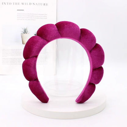 Velvet Sponge Spa Headband – Wide Padded Makeup & Face Washing Hairband for Skincare, Shower & Beauty Routine for Women & Girls