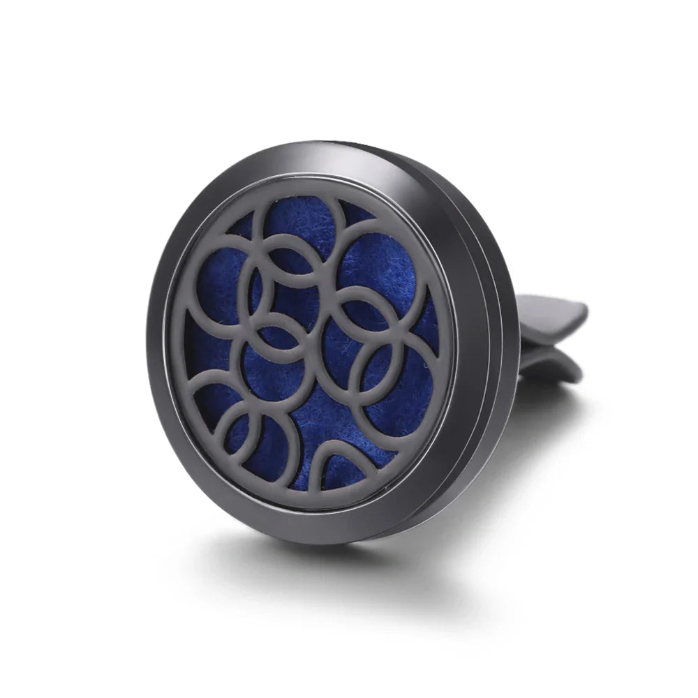 All-Black Tree of Life Car Air Freshener – Stainless Steel Aromatherapy Essential Oil Diffuser Locket Pendant