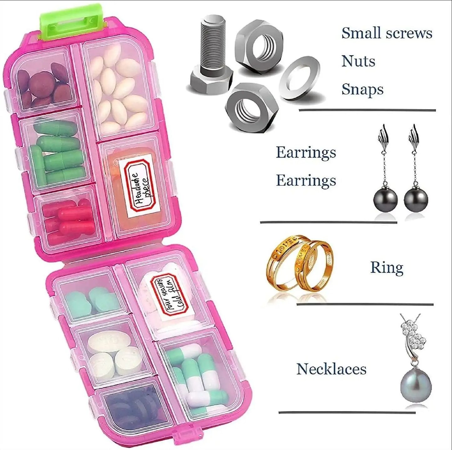 Tcare Travel Pill Organizer – Moisture-Proof Pills Box for Pocket or Purse, Portable Medicine & Vitamin Holder Container