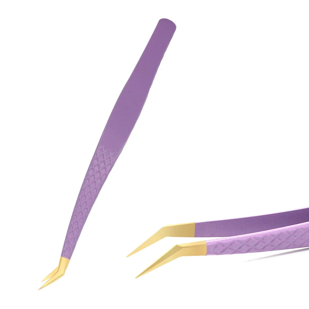 AILEISHI Eyelash Tweezers — Stainless Steel High Precision Anti-Static Extension Tool