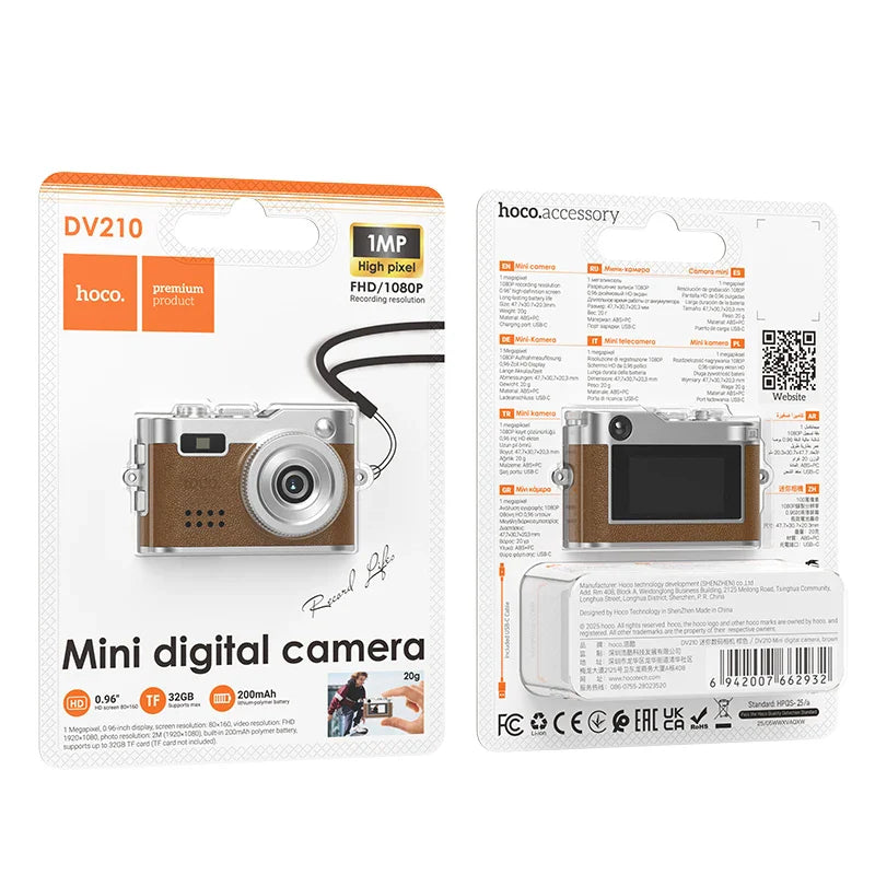 HOCO Retro Mini Digital Camera 1080P HD Video Recorder with 0.96-Inch Screen – Compact Indoor Outdoor Camera for Kids Gifts