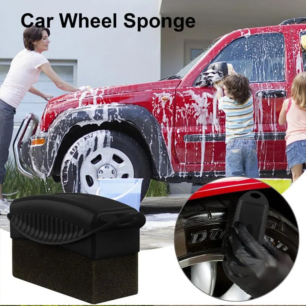 2-Piece Car Tire Cleaning and Polishing Kit - Wheel Rim and Tyre Detailing Pad for Shine and Contour Dressing