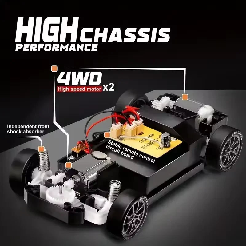 New 1:24 High-Speed RC Drift Car — 20KM/H 4WD Remote Control Racing Vehicle with Replaceable Tires, Competition Toy for Kids