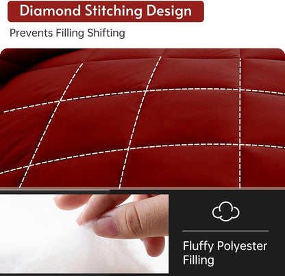 Reversible Queen/King Comforter Set – All-Season Bedding with Ultra-Soft Comforter & Pillow Shams, Red & Black