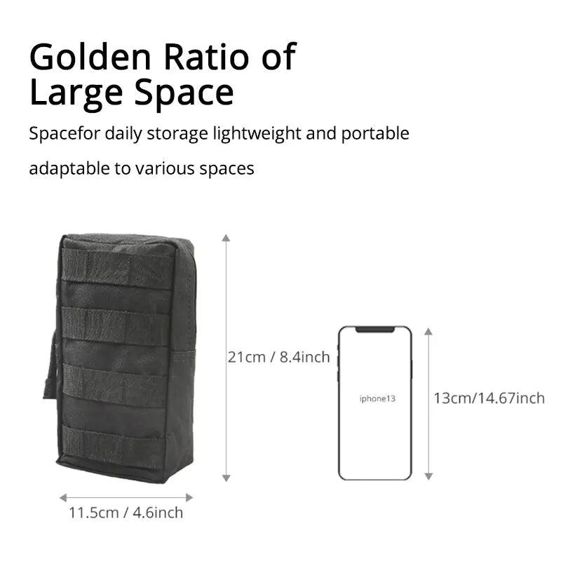 Black Outdoor Tactical Molle Waist Bag: 1000D Oxford Military Storage Fanny Pack for Hunting, Backpack, and Tactical Vest Attachment
