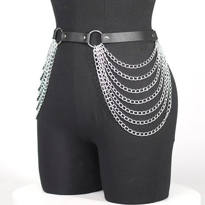 Sexy Women's Leg Chain Harness Garter Belt: Gothic Leather Waist & Thigh Corset Accessory - Enhance Your Gothic Clothing Style