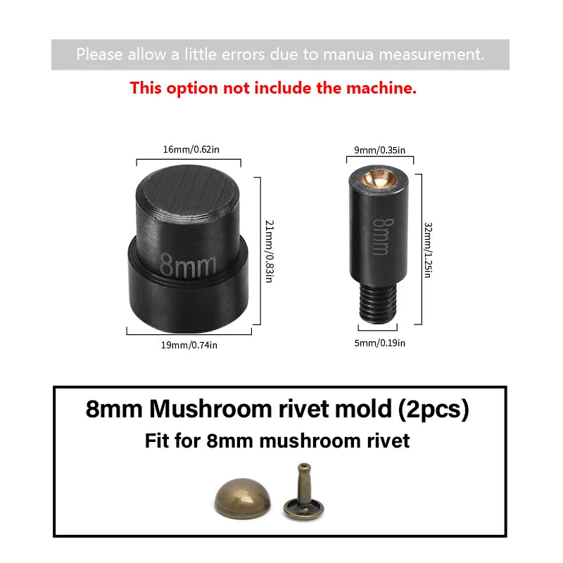 WUTA Manual Button Installation Tool – Mute Punching for Mushroom Rivets & Eyelets, DIY Hand Pressing Tool (With/Without Machine)
