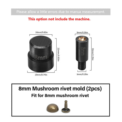 WUTA Manual Button Installation Tool – Mute Punching for Mushroom Rivets & Eyelets, DIY Hand Pressing Tool (With/Without Machine)