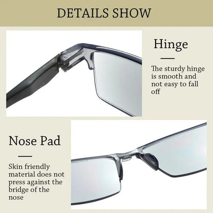 Smart Automatic Zoom Reading Glasses – Autofocus Anti-Blue Ray Half-Rim Eyewear for Near & Far Vision