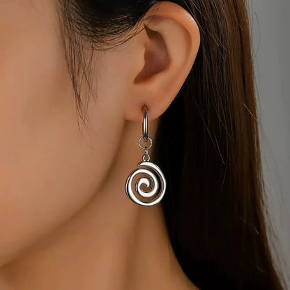 Grunge Stainless Steel Swirl Hoop Earrings – Goth Punk Cool Charm Earrings for Women Fashion Jewelry Accessories