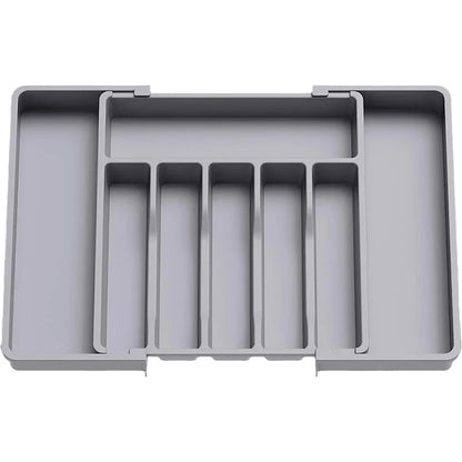 Expandable Adjustable Cutlery Drawer Organizer – Kitchen Utensil Tray with Compartments and Flatware Divider