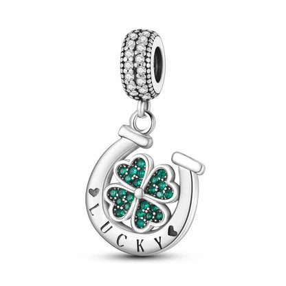 MULA Silver-Plated Sunflower & Four-Leaf Clover Dangle Charms - DIY 3MM Snake Chain Bracelet