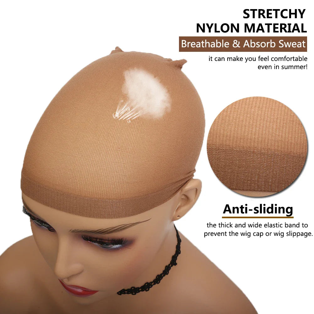 24PCS Wig Caps (12 Packs) – Stretchable Nylon Mesh Stocking Hair Nets, Breathable & Free Size for Wigs