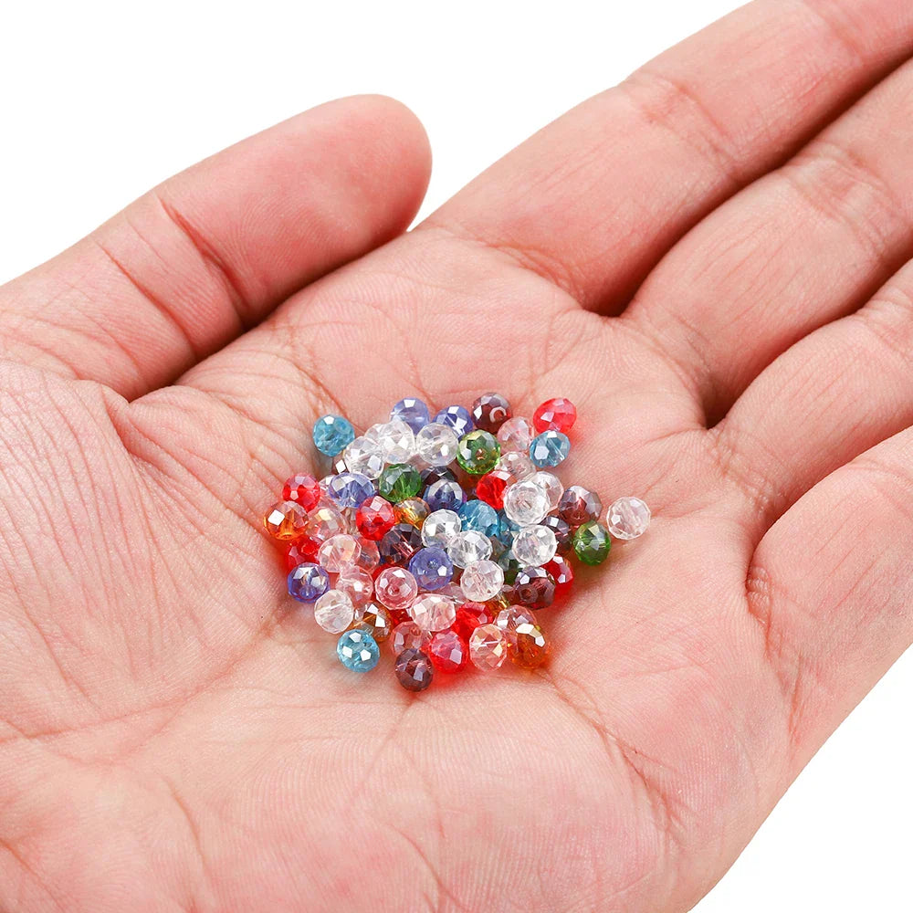 70–300pcs Czech Crystal Glass Beads Set (3–8mm) – Faceted Translucent Colorful Spacer Beads for DIY Jewelry, Bracelets & Craft Making