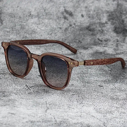 Retro Wood Grain Polarized Sunglasses for Men & Women – UV Protection Eyewear for Cycling, Outdoor & Street Photography
