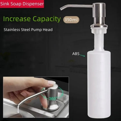 Stainless Steel Sink Soap Dispenser — 350ml Manual Liquid Soap & Lotion Pump, Kitchen Accessory