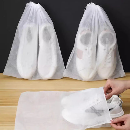 50pcs Breathable Dustproof Storage Bags – Non-Woven Drawstring Clear Shoe Covers & Travel Pouches for Protection & Organization