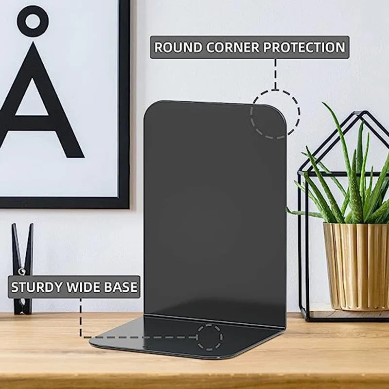 Organize Your Space: Simple Ins Wind Metal Desktop Book Stand - Student Book Block with Large Thickened 2-Piece Storage Rack - Stationery in Elegant Black