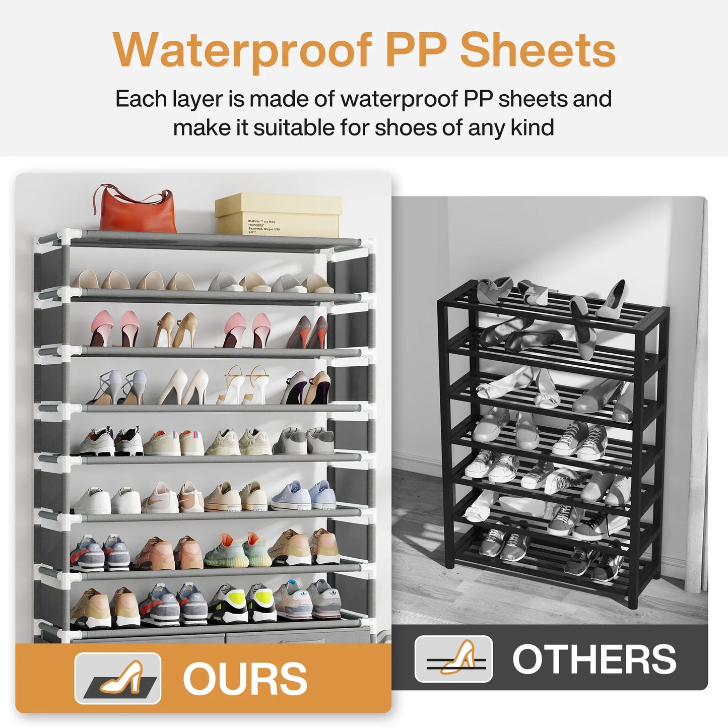 Tribesigns 10-Tier Shoe Rack Organizer – Vertical Shoe Shelf with 4 Drawer Bins, Holds 32 Pairs for Closet & Entryway