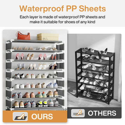 Tribesigns 10-Tier Shoe Rack Organizer – Vertical Shoe Shelf with 4 Drawer Bins, Holds 32 Pairs for Closet & Entryway