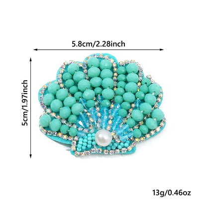 3D Marine Animal Patches - Handmade Beaded Seahorse Starfish Crab DIY Sewing Accessories for Clothing Decor