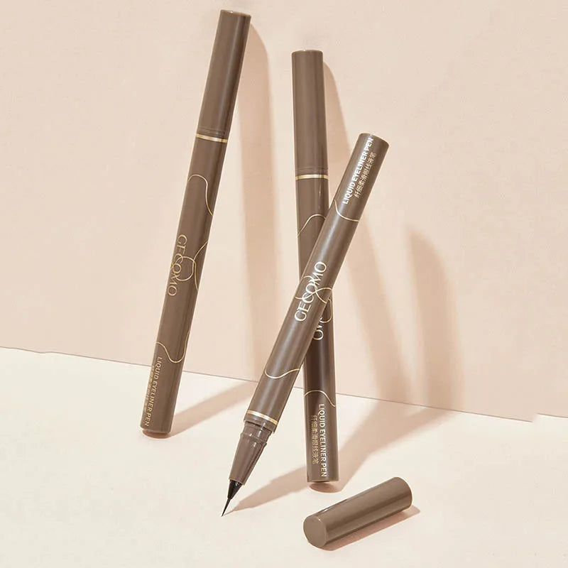 Ultra-Thin Eyeliner Pen — Black & Brown Waterproof Eyelash Liner for Silkworm Eye Makeup, Long-Lasting Smooth Pencil