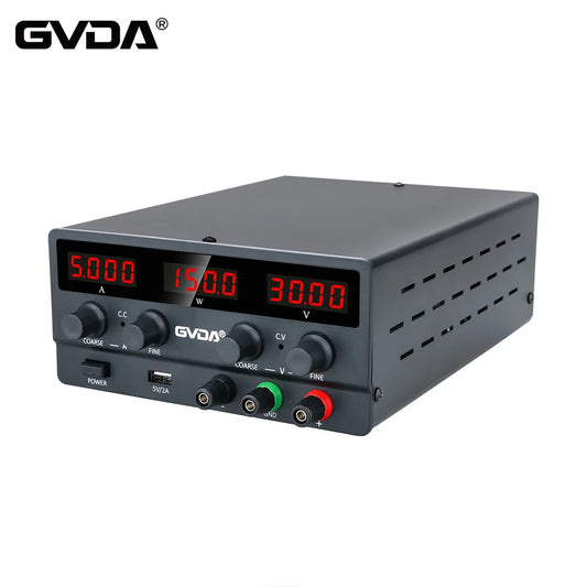 GVDA USB DC Regulated Laboratory Power Supply – Adjustable 30V 10A & 60V 5A Voltage Regulator, Bench Stabilizer Power Source