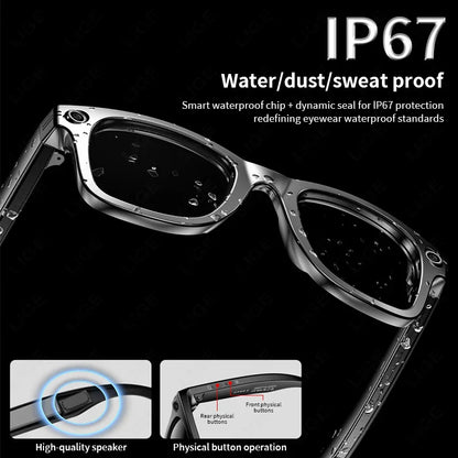 Smart AI Glasses — Video Recording, Photo Recognition, Translation, Bluetooth with 260mAh Battery, IP65 Waterproof