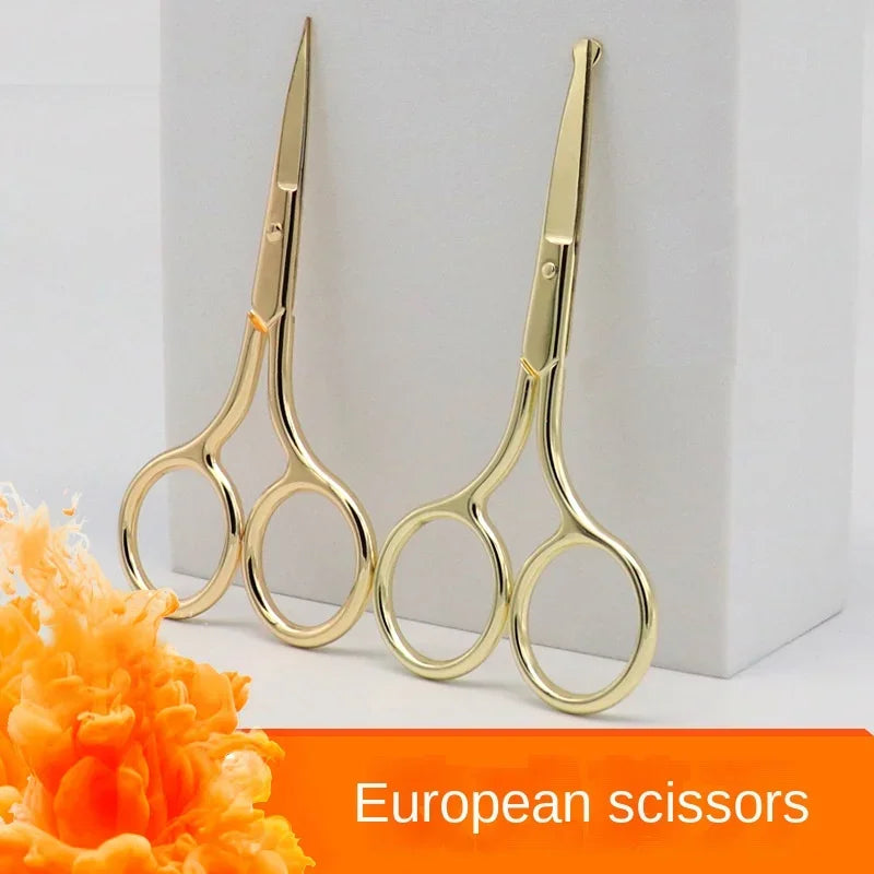 European-Style 9CM Makeup Scissors – Compact Stainless Steel Eyebrow, Nose Hair & Nail Trimming Tool