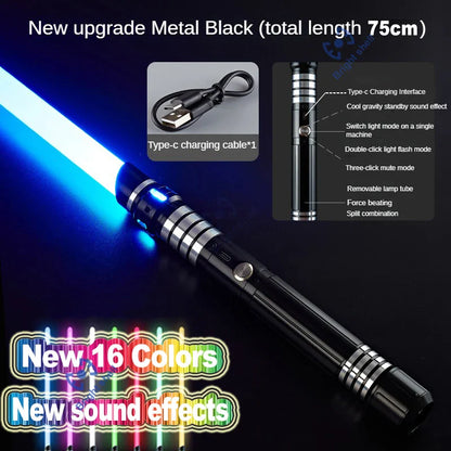RGB Metal Lightsaber Toy – 15-Color Changing Laser Sword with Sound Effects, Force FX Jedi Blaster Gift for Kids