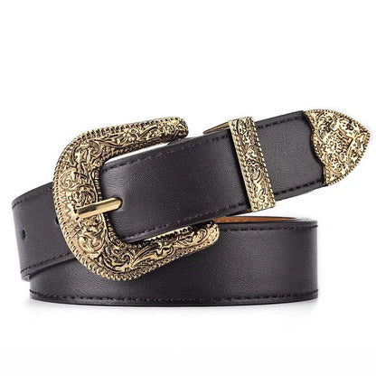 Vintage Carved Needle Buckle Belt — PU Leather Punk Hip Hop Rock Style Unisex Jeans Belt, Y2K Fashion Accessory